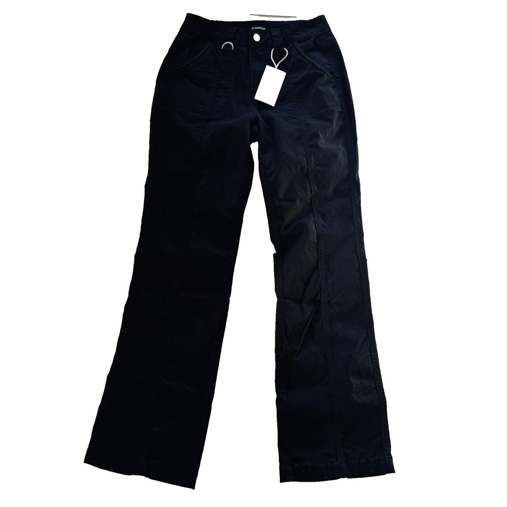 Flamingals NWT Black Y2K Utility Flare Pants Small High Rise Stretch Goth Street